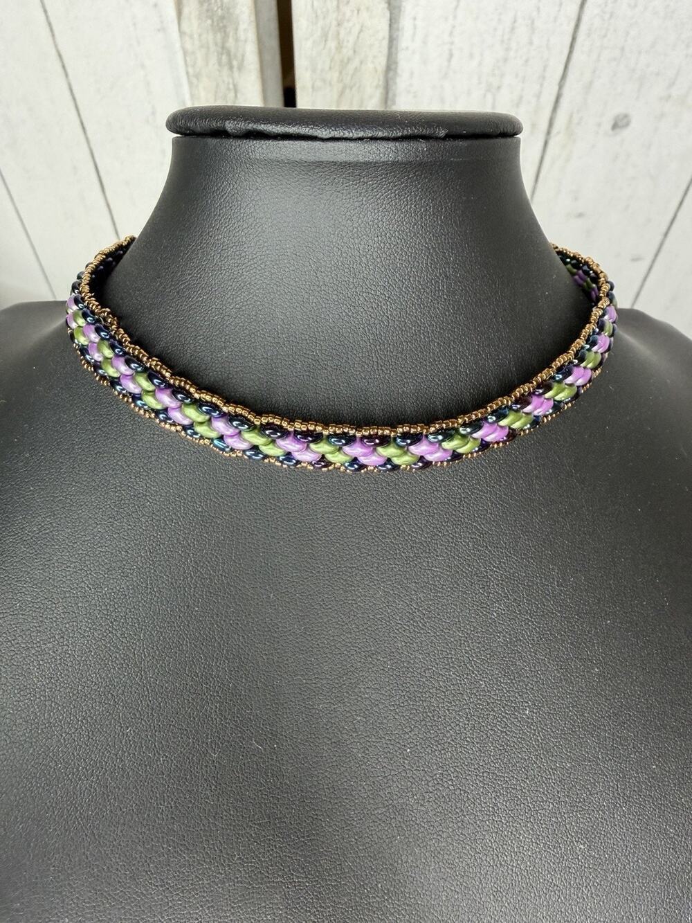 Hand Crafted Beaded Choker Collar Necklace Multi Color Y2K Whimsy Goth